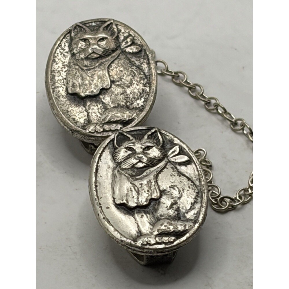 Vintage  Sterling Silver 925 kitten /Bib Clips